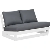 Silbury Outdoor Bench in White Wood & Grey Fabric