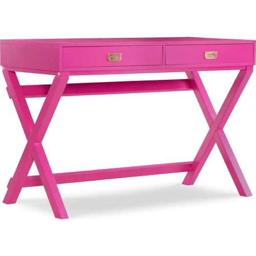 Peggy Campaign Style Desk in Raspberry Pink Wood