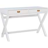 Peggy Campaign Style Desk in White Wood