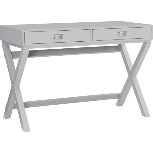 Peggy Campaign Style 2 Drawer Writing Desk in Grey Wood