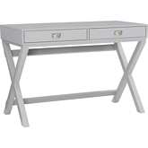 Peggy Campaign Style 2 Drawer Writing Desk in Grey Wood