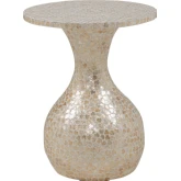 Peary Hourglass Side Table in Cream Capiz Shell