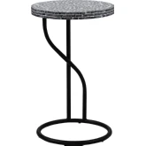 Padget Round Side Table in Black Metal & Black Capiz Shell