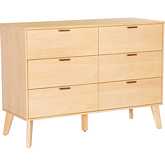 Reid 6 Drawer Dresser in Natural Finish Wood