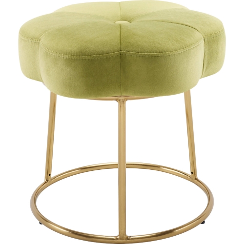 Seraphina Accent Vanity Stool in Light Green Velvet & Gold