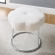 Seraphina Vanity Stool in Sherpa Fabric & Silver