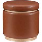 Blanche Storage Ottoman in Caramel Leatherette & Wood