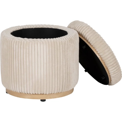 Blanche Storage Ottoman in Cream Corduroy Fabric & Wood