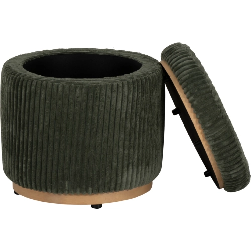Blanche Storage Ottoman in Green Corduroy Fabric & Wood