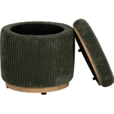 Blanche Storage Ottoman in Green Corduroy Fabric & Wood