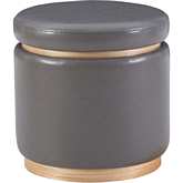 Blanche Storage Ottoman in Grey Leatherette & Wood