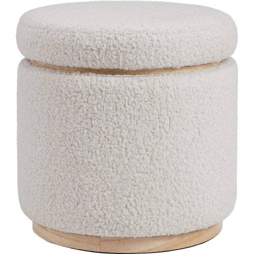 Blanche Storage Ottoman in Natural Color Sherpa Fabric & Wood