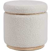 Blanche Storage Ottoman in Natural Color Sherpa Fabric & Wood