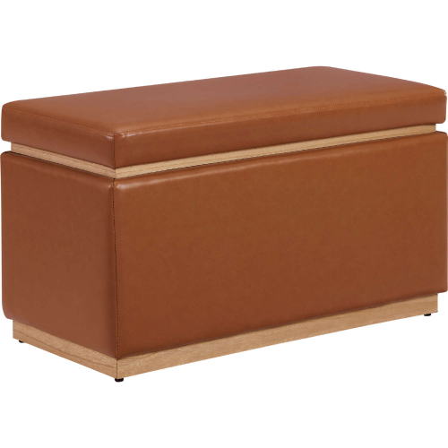 Blanche Ottoman in Caramel Eco Leather & Wood