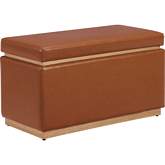Blanche Ottoman in Caramel Eco Leather & Wood