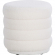 Lorden Round Ottoman in Channel Tufted White Sherpa Fabric