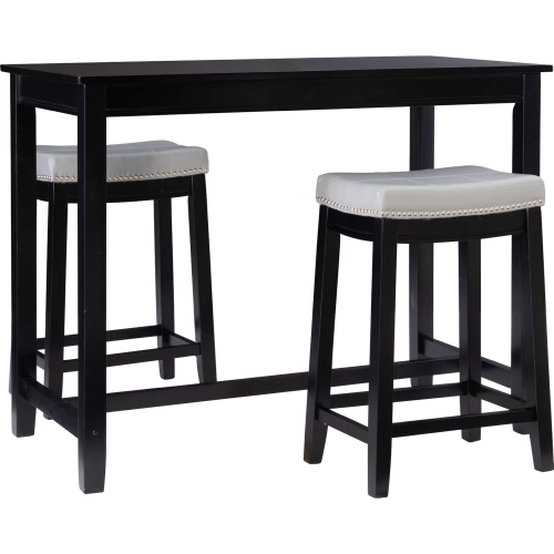 Claridge 3 Piece Counter Dining Set in Black & Grey Eco Leather