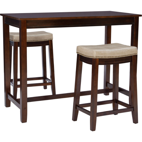 Claridge 3 Piece Counter Dining Set in Brown & Beige Eco Leather