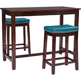 Claridge 3 Piece Counter Dining Set in Brown & Blue Eco Leather