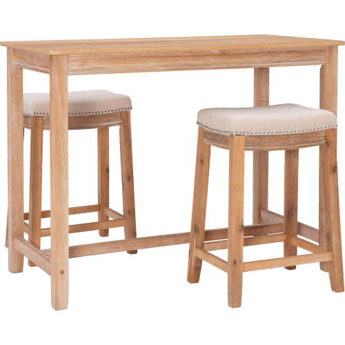 Claridge 3 Piece Counter Dining Set in Brown & Beige Fabric