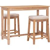 Claridge 3 Piece Counter Dining Set in Brown & Beige Fabric