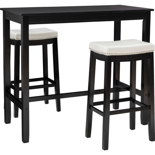 Claridge 3 Piece Bar Dining Set in Black & White Eco Leather