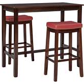 Claridge 3 Piece Bar Dining Set in Brown & Red Eco Leather