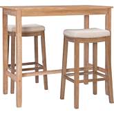 Claridge 3 Piece Bar Dining Set in Brown & Beige Fabric