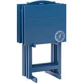 Compass Tray Table Set in Navy Blue Wood