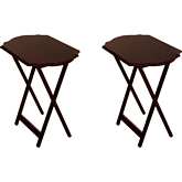 Ledda Folding Snack Tray Table Set in Espresso (Set of 2)