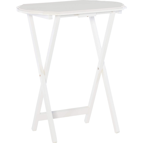 Ledda Folding Snack Tray Table Set in White (Set of 2)