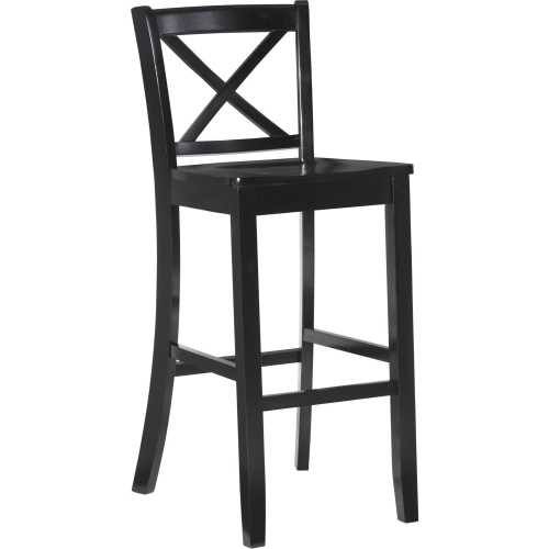 Black 30" X-Back Bar Stool in Black Wood