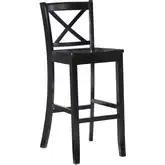 Black 30" X-Back Bar Stool in Black Wood