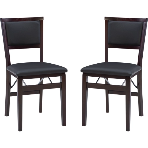 Kiera 18" Folding Dining Chair in Brown Leatherette & Espresso (Set of 2)