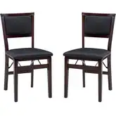 Kiera 18" Folding Dining Chair in Brown Leatherette & Espresso (Set of 2)