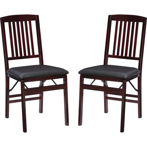Triena 18" Folding Dining Chair in Brown Leatherette & Espresso (Set of 2)