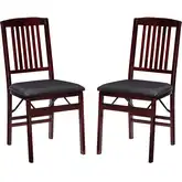 Triena 18" Folding Dining Chair in Brown Leatherette & Espresso (Set of 2)