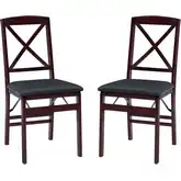 Triena 18" X-Back Folding Dining Chair in Brown Leatherette & Espresso (Set of 2)