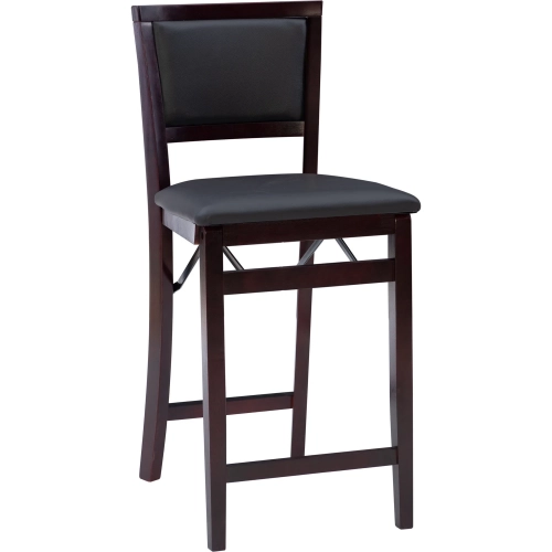 Triena 24" Pad Back Folding Counter Stool in Brown Leatherette & Espresso