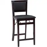 Triena 24" Pad Back Folding Counter Stool in Brown Leatherette & Espresso
