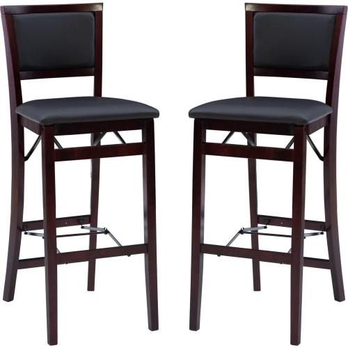 Triena 30" Pad Back Folding Bar Stool in Brown Leatherette & Espresso