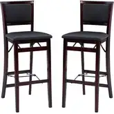 Triena 30" Pad Back Folding Bar Stool in Brown Leatherette & Espresso