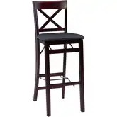 Triena 30" X-Back Folding Bar Stool in Brown Leatherette & Espresso