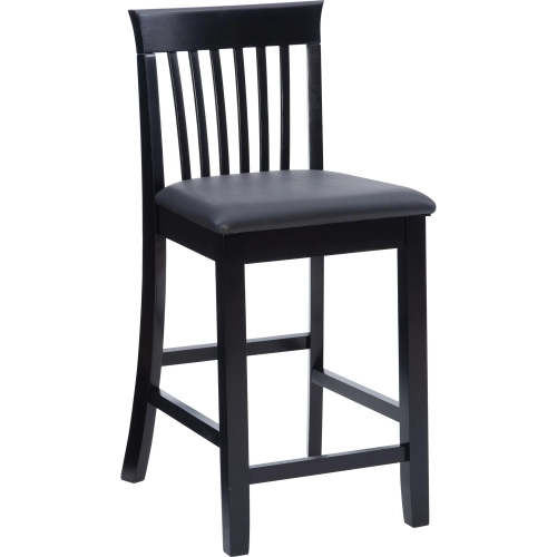 Torino 24" Counter Stool in Black Leatherette & Black Wood
