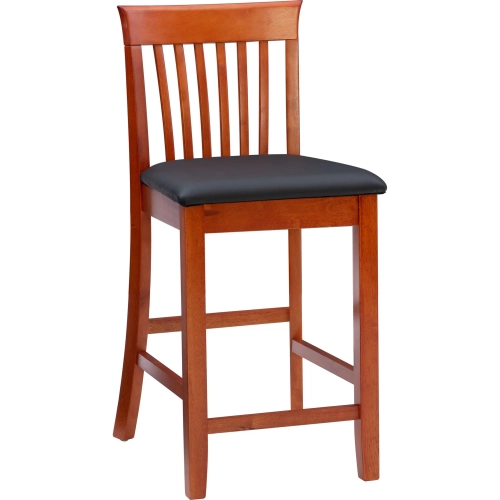 Triena 24" Craftsman Counter Stool in Brown Leatherette & Cherry
