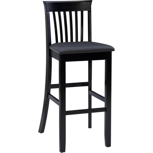 Torino 30" Bar Stool in Black Leatherette & Black Wood