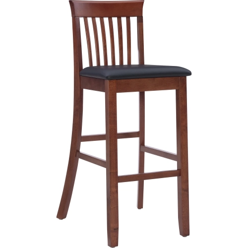 Triena 30" Craftsman Bar Stool in Brown Leatherette & Cherry