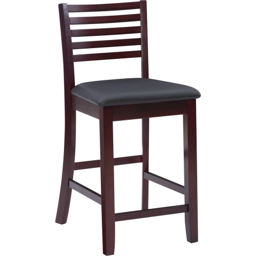 Triena 24" Ladder Counter Stool in Brown Leatherette & Espresso
