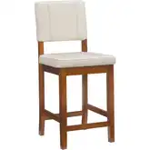 Milano Counter Stool in Cream Leatherette & Walnut
