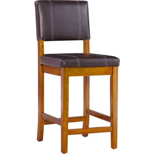 Milano Counter Stool in Dark Brown Leatherette & Walnut